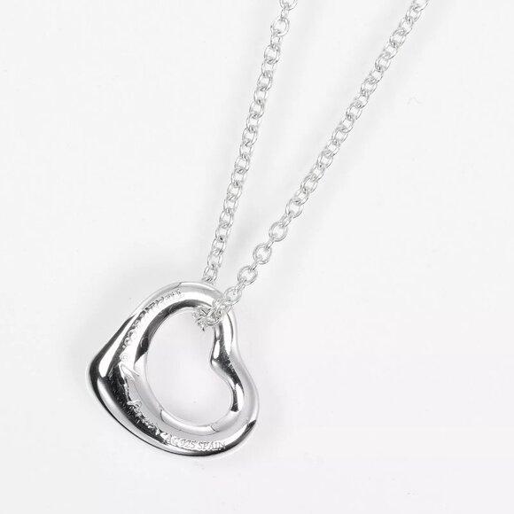 TIFFANY&Co. Open heart Necklace 0.4" model Silver925 2.1g Women - Picture 3 of 6